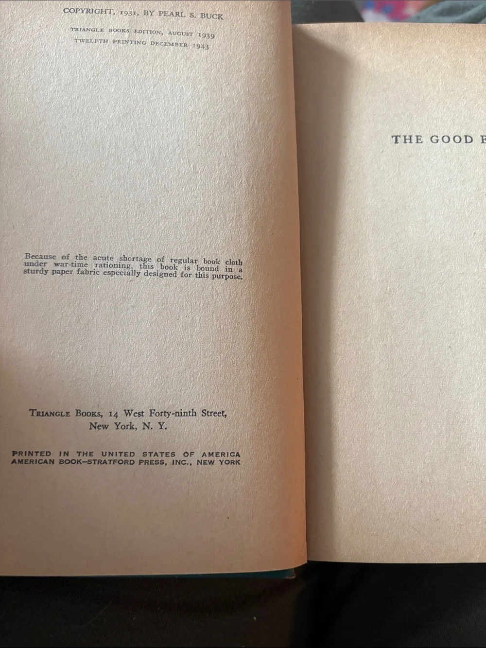 The Good Earth by Pearl S. Buck - vintage